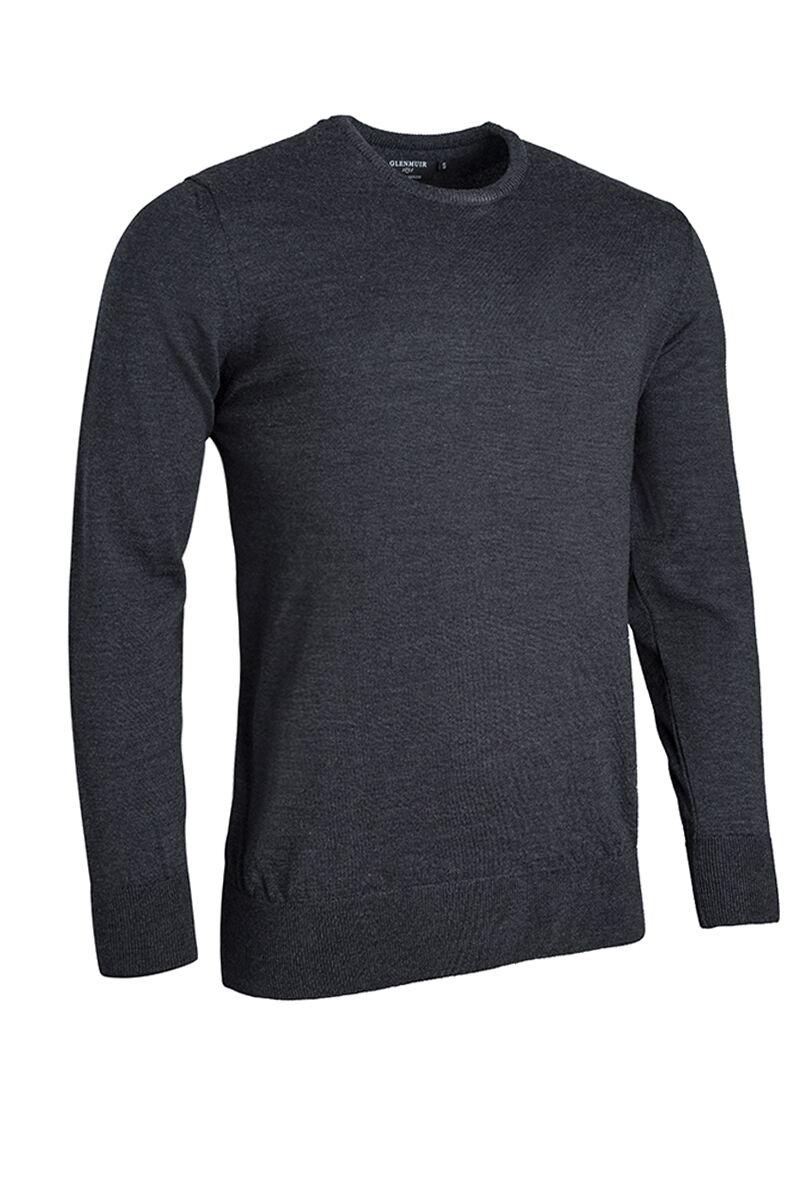 Mens Crew Neck Merino Wool Golf Sweater Charcoal S