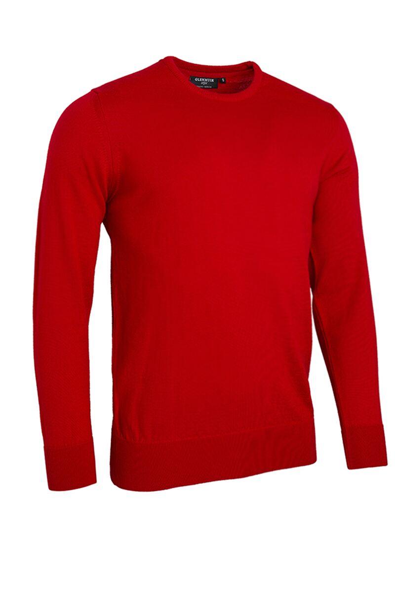 Mens Crew Neck Merino Wool Golf Sweater Garnet S