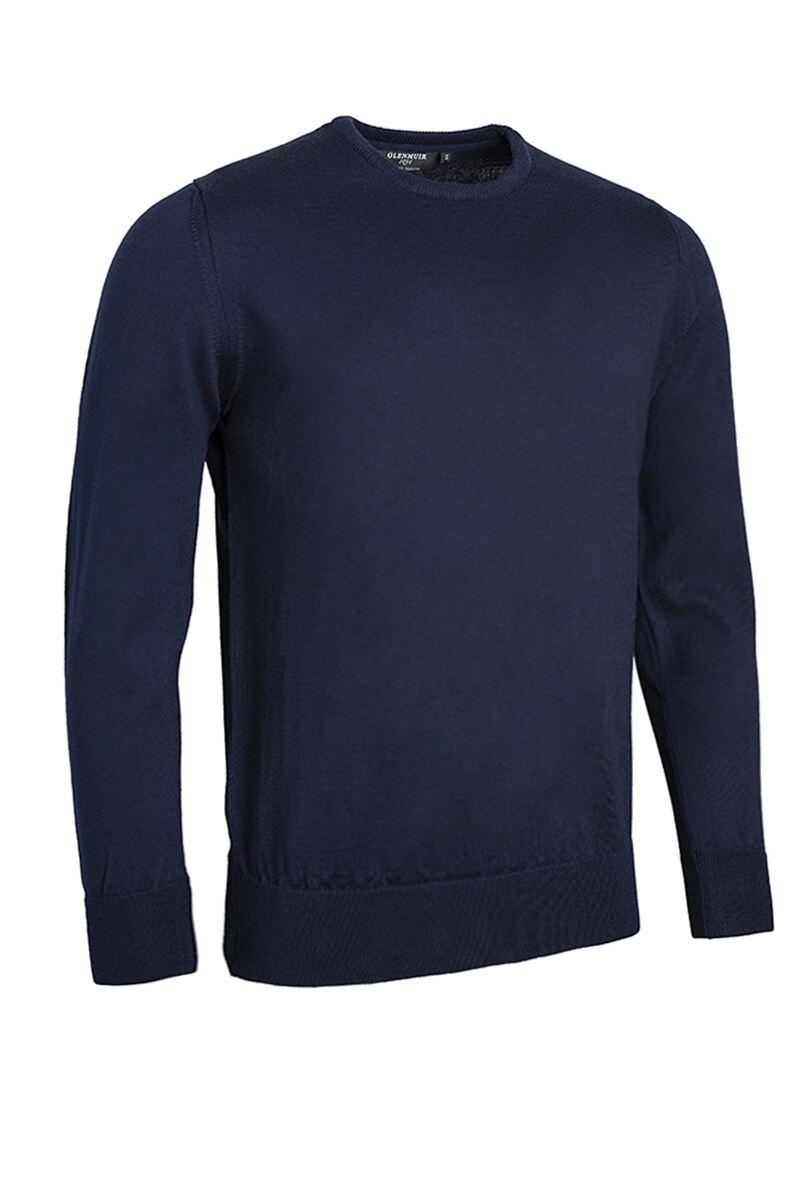 Mens Crew Neck Merino Wool Golf Sweater Navy XL