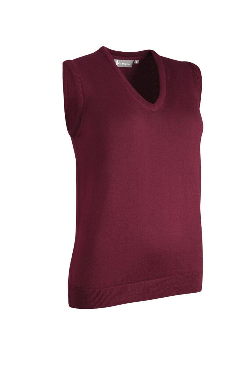 Ladies V Neck Merino Wool Golf Slipover Bordeaux XXL