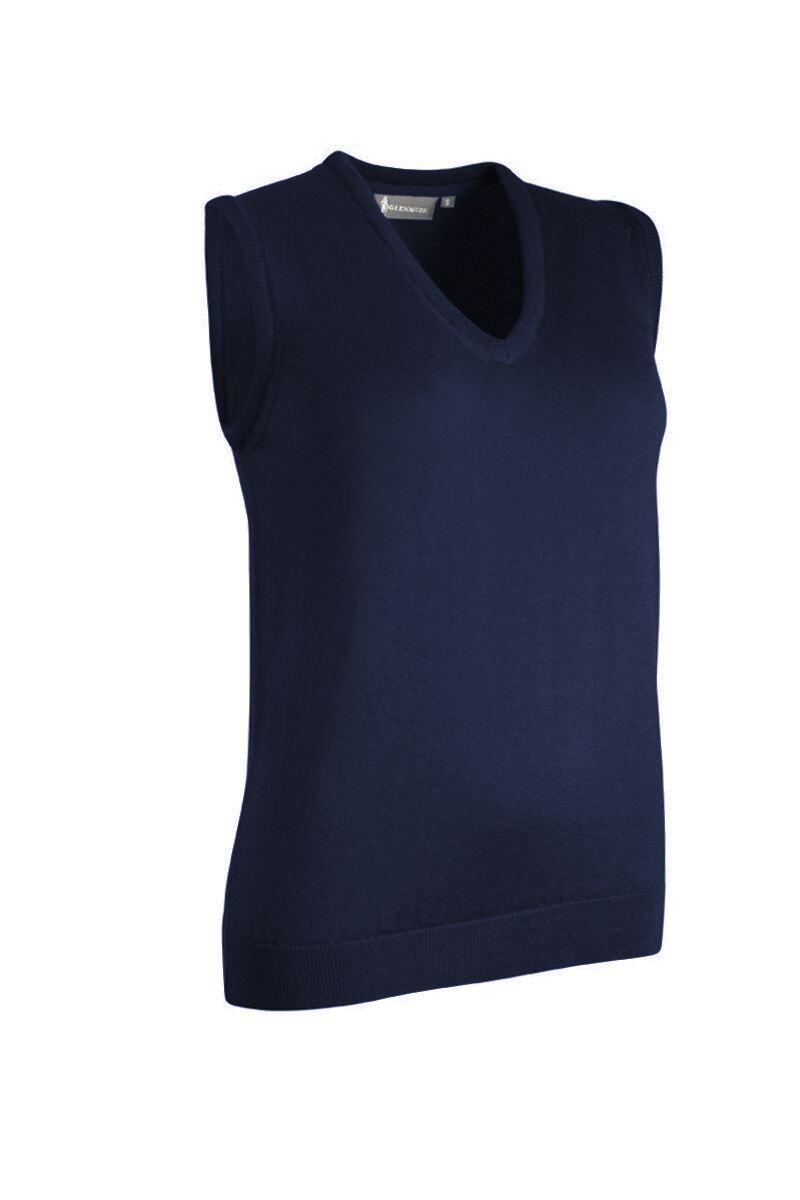 Ladies V Neck Merino Wool Golf Slipover Navy S