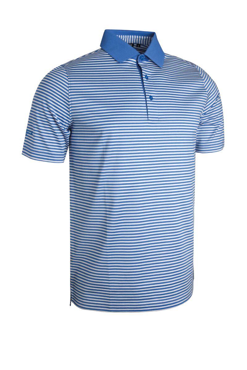 Mens Striped Mercerised Luxury Golf Shirt Tahiti/White S