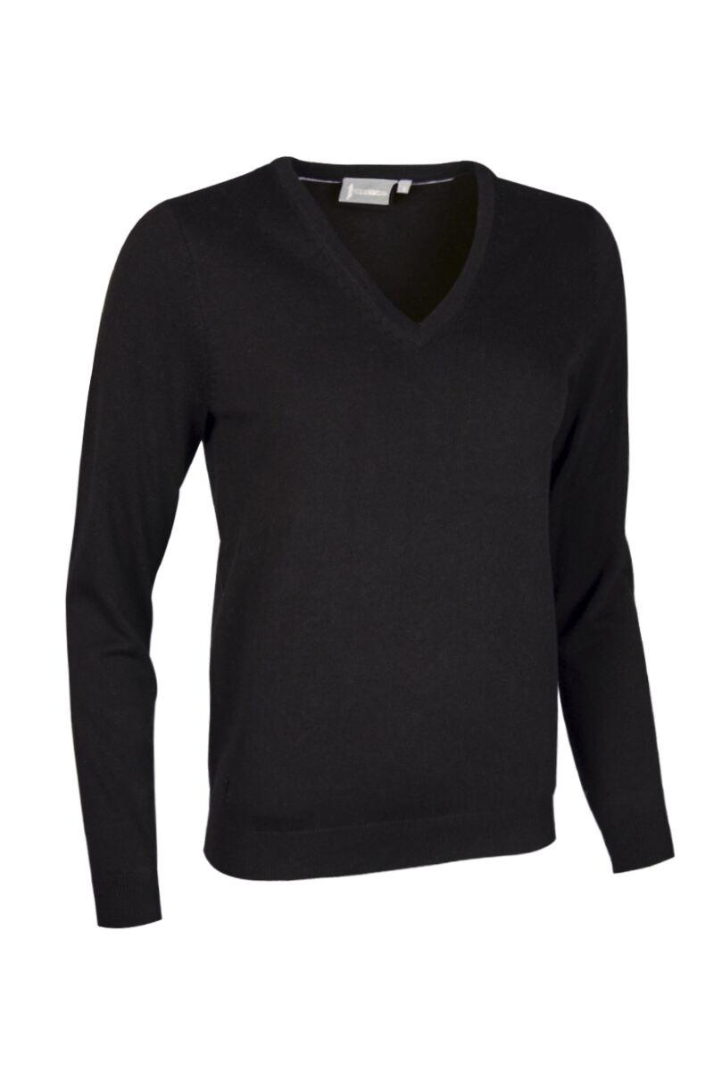 Ladies V Neck Cotton Golf Sweater Black XXS