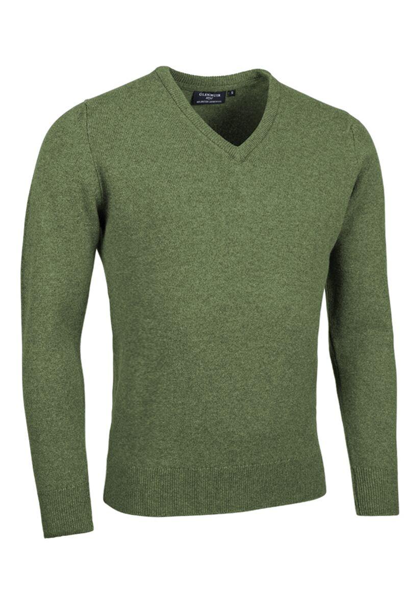 Mens V Neck Lambswool Golf Sweater Landscape Marl S