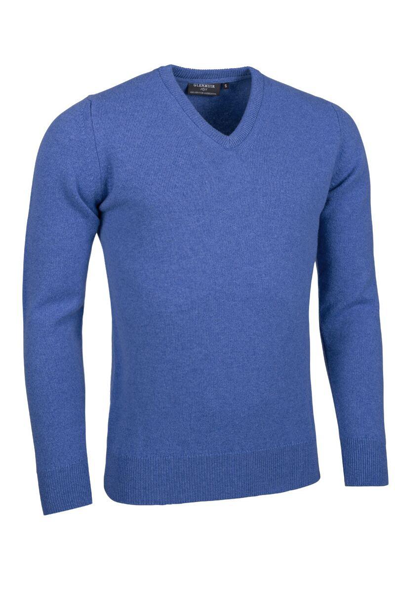 Mens V Neck Lambswool Golf Sweater Tahiti Marl L