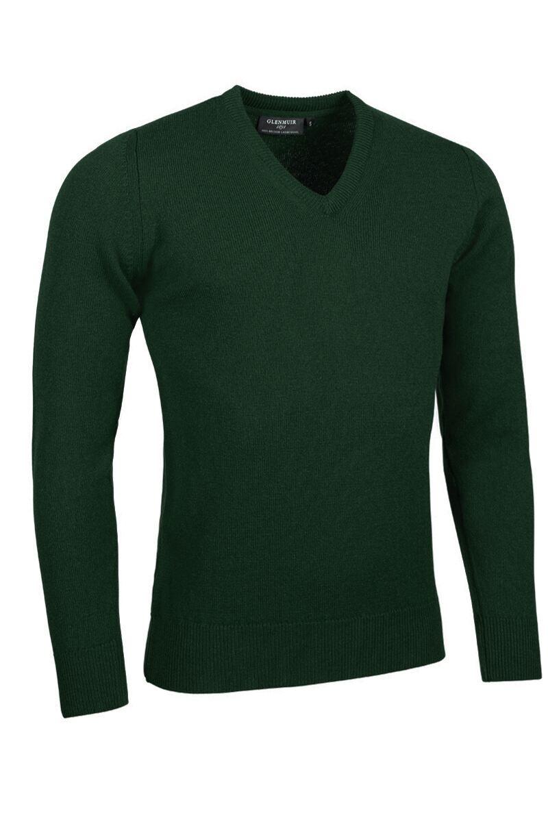 Mens V Neck Lambswool Golf Sweater Tartan Green S