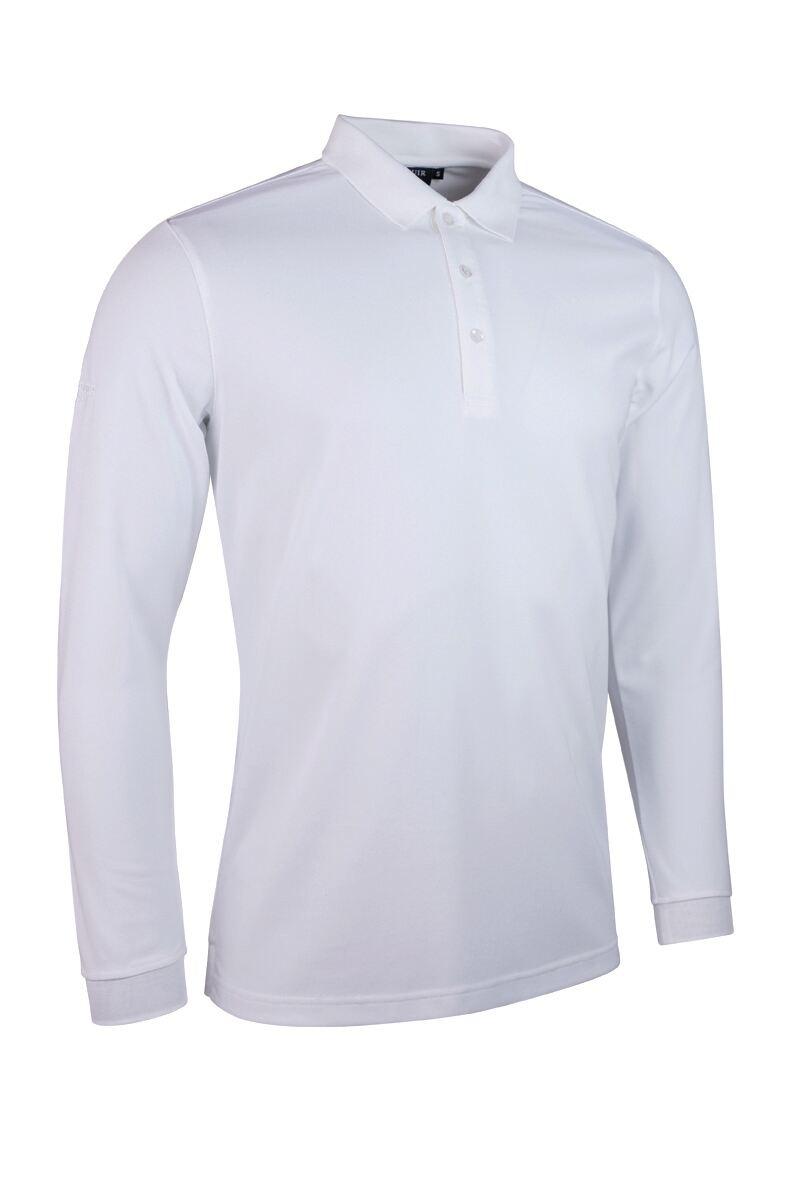 Mens Long Sleeve Performance Pique Golf Polo Shirt White XXL