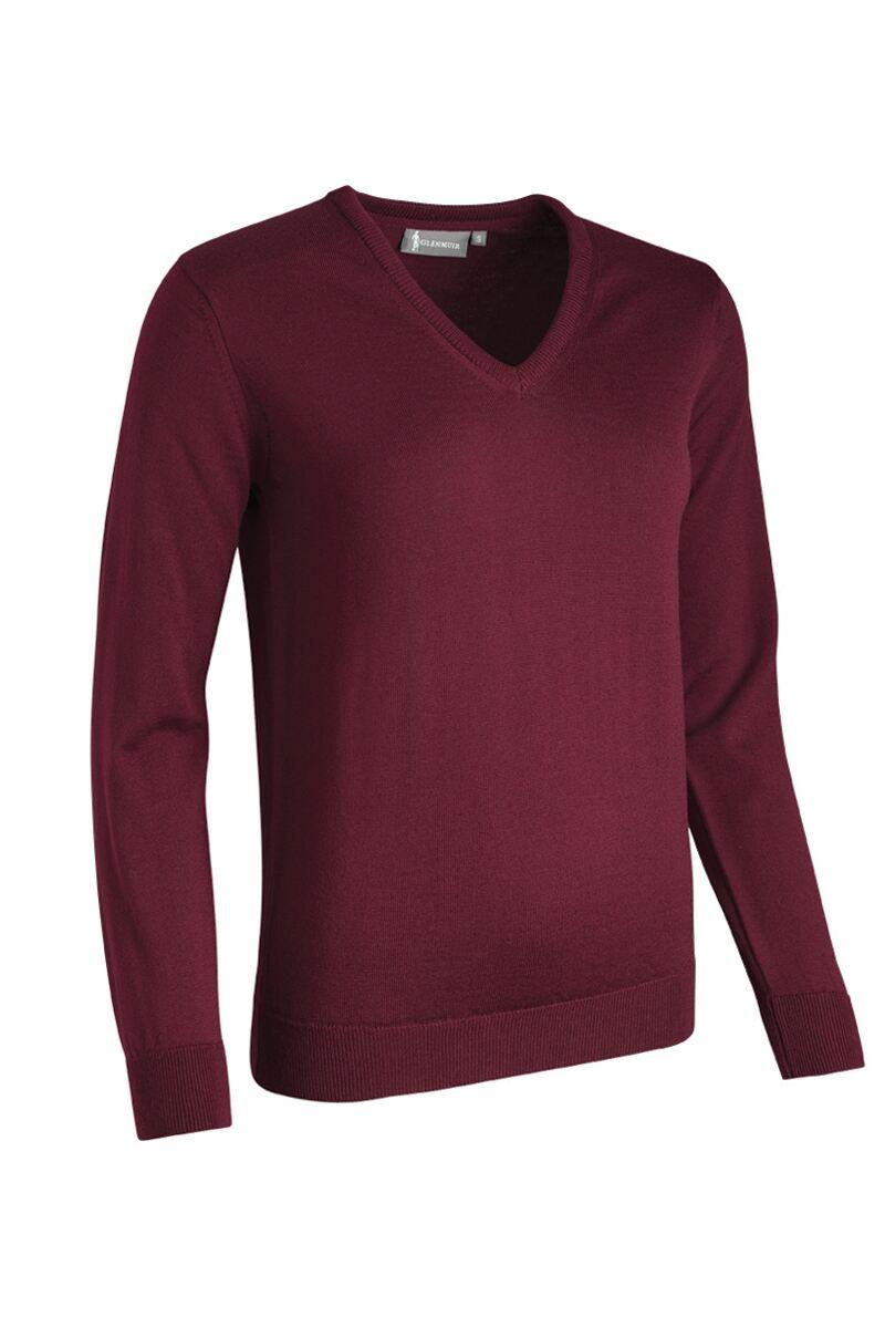 Ladies V Neck Merino Wool Golf Sweater Bordeaux XL