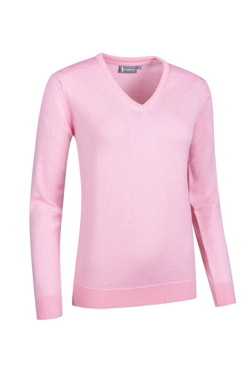 Ladies V Neck Merino Wool Golf Sweater Candy S