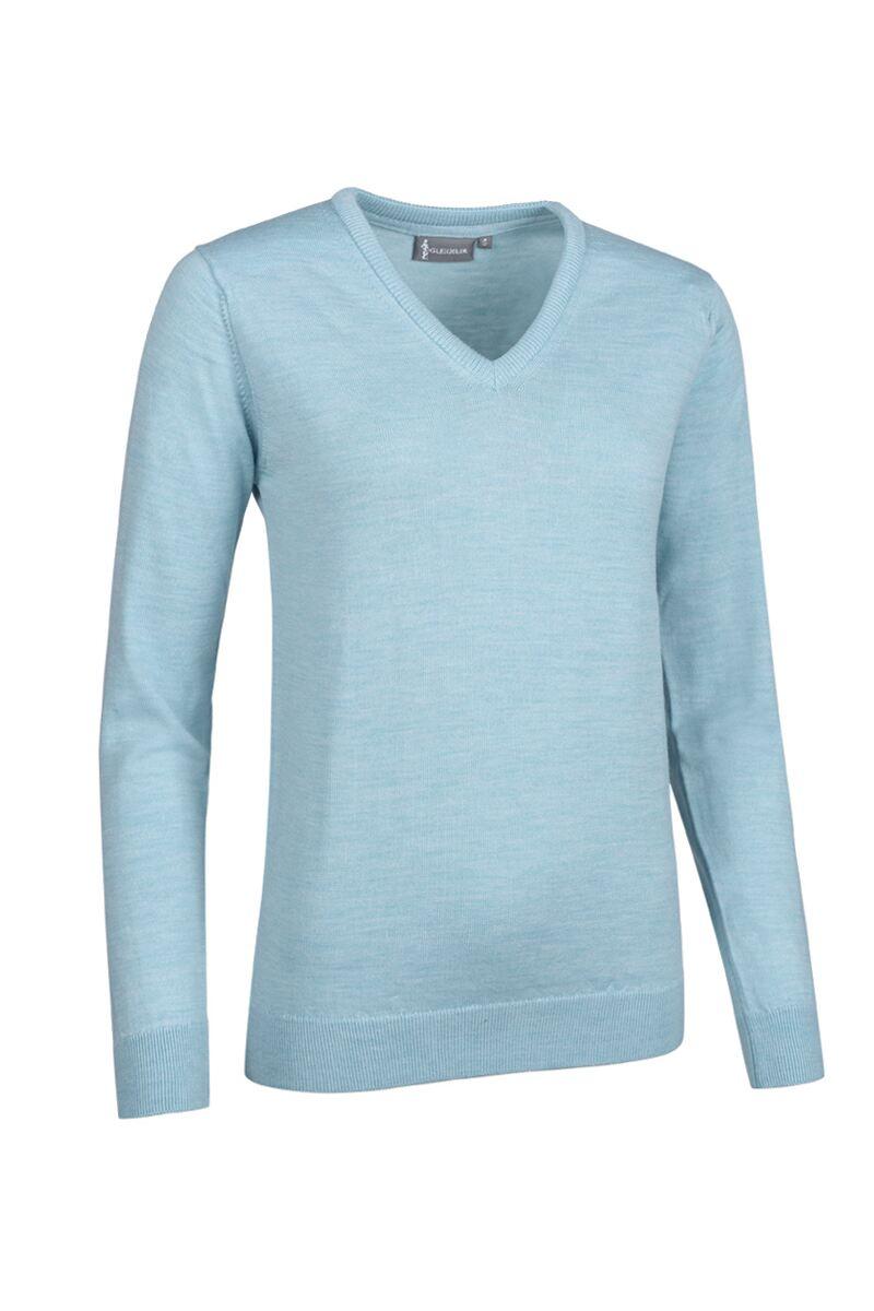 Ladies V Neck Merino Wool Golf Sweater Paradise Marl S