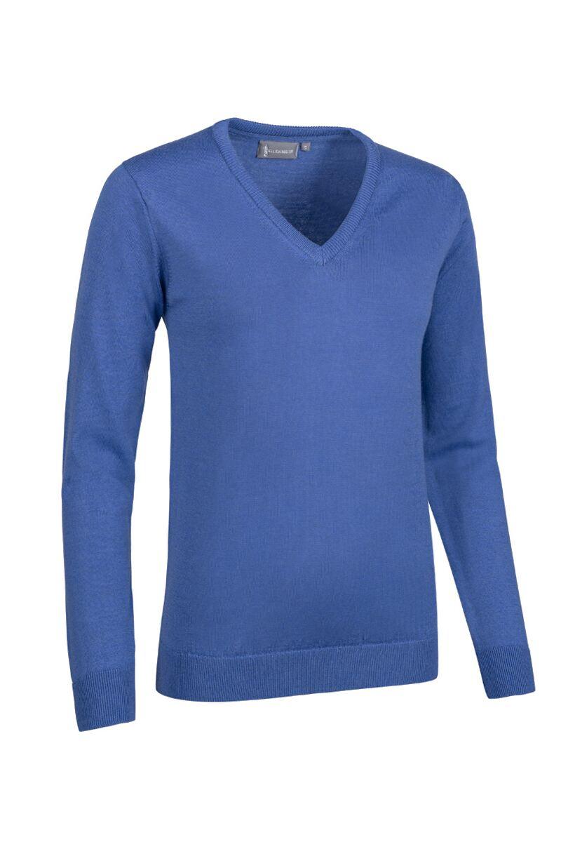 Ladies V Neck Merino Wool Golf Sweater Tahiti Marl S