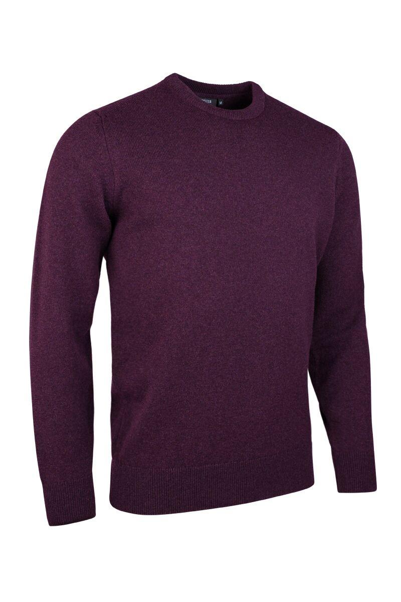 Mens Crew Neck Lambswool Golf Sweater Blackgrape S