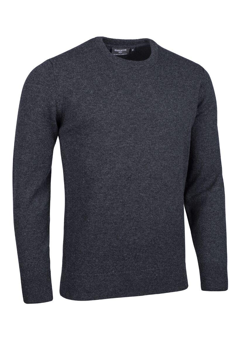 Mens Crew Neck Lambswool Golf Sweater Charcoal Marl L