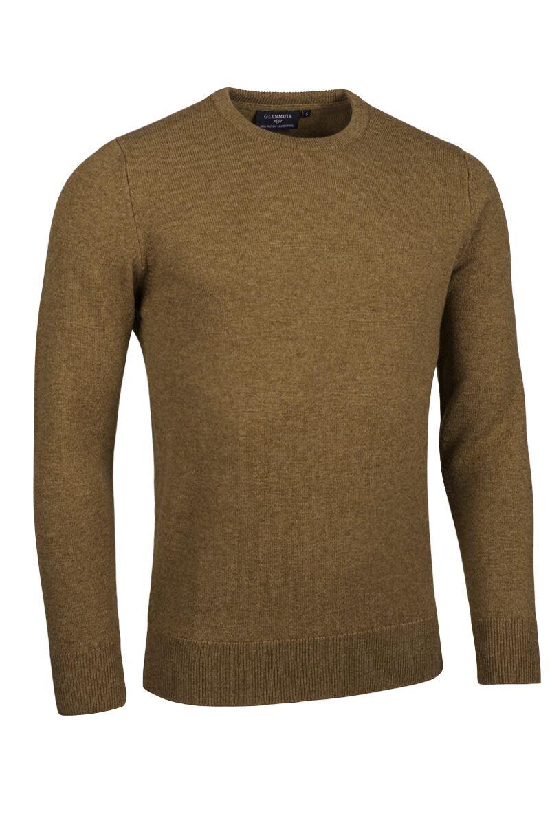 Mens Crew Neck Lambswool Golf Sweater Driftwood Marl S