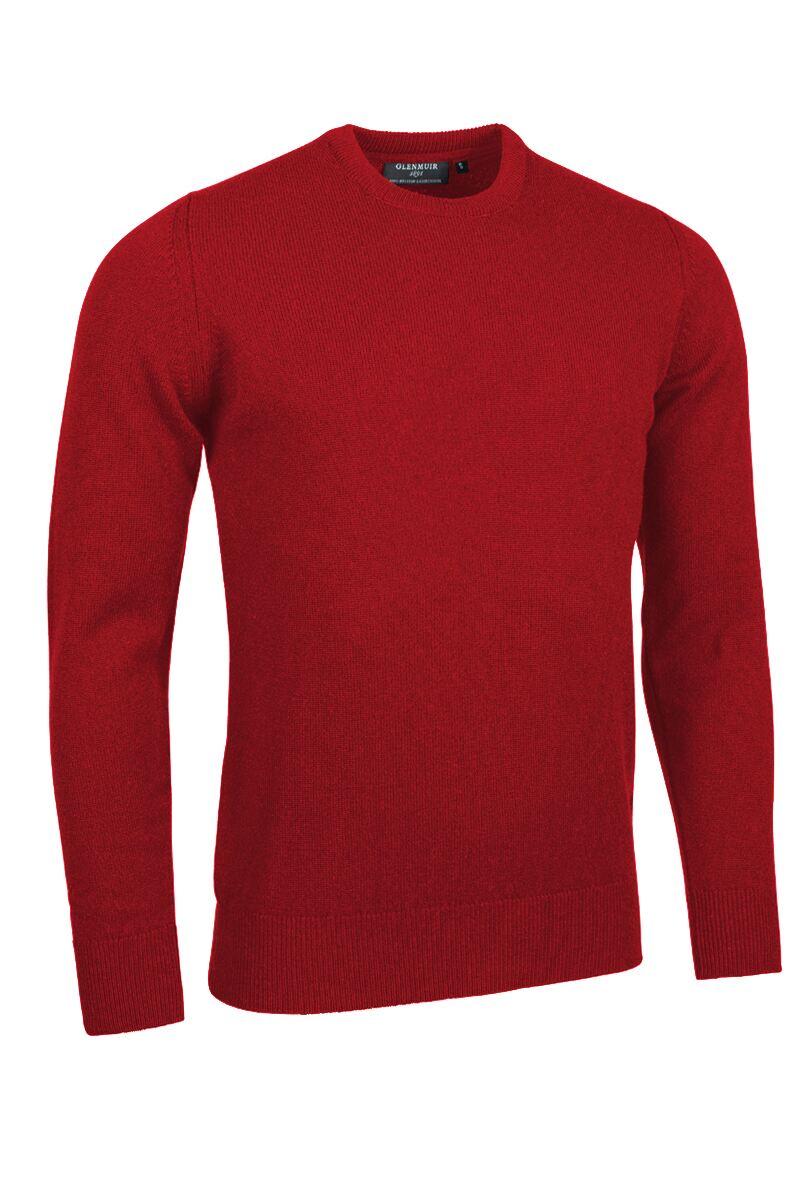 Mens Crew Neck Lambswool Golf Sweater Garnet XL