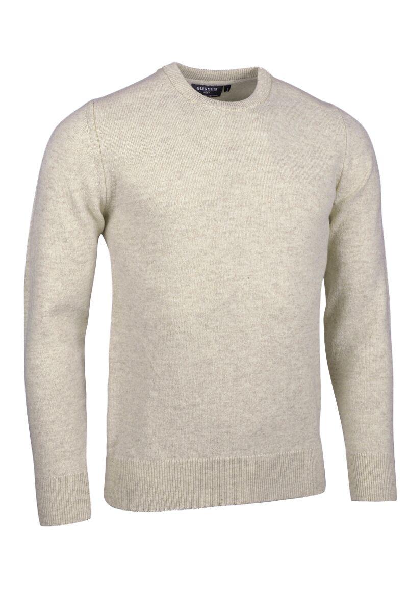 Mens Crew Neck Lambswool Golf Sweater Linen Marl XL