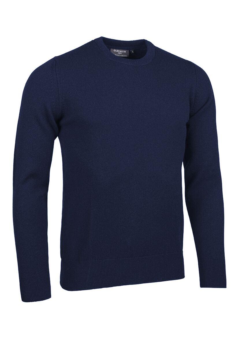 Mens Crew Neck Lambswool Golf Sweater Navy S