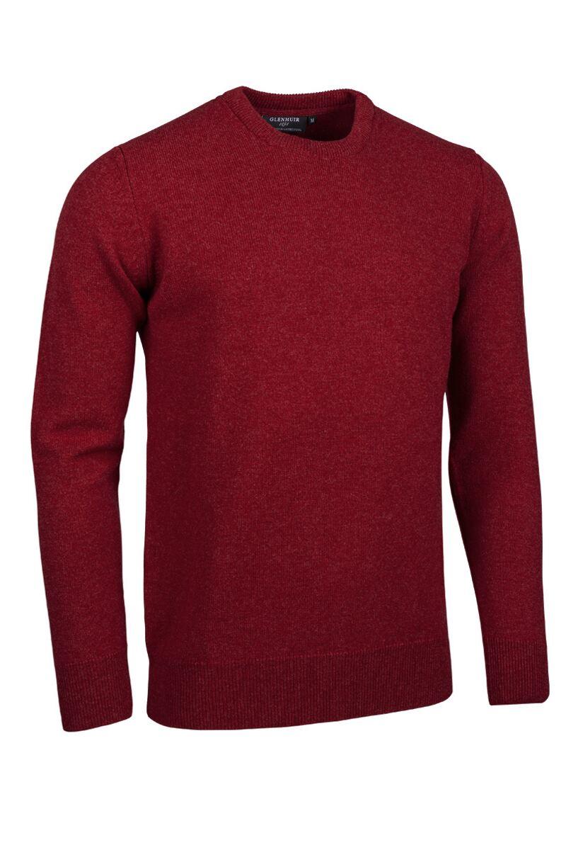 Mens Crew Neck Lambswool Golf Sweater Poppy Melange S