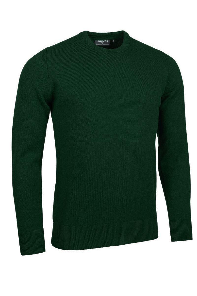 Mens Crew Neck Lambswool Golf Sweater Tartan Green L