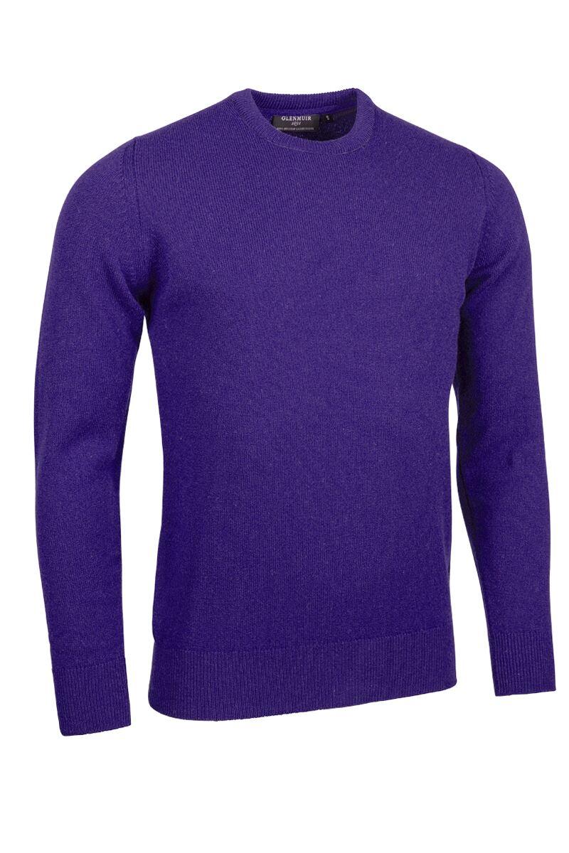 Mens Crew Neck Lambswool Golf Sweater Violet S