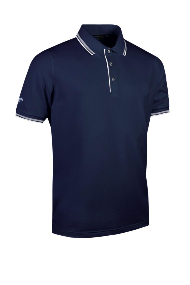 Mens Tipped Performance Pique Golf Polo Shirt Navy/White L