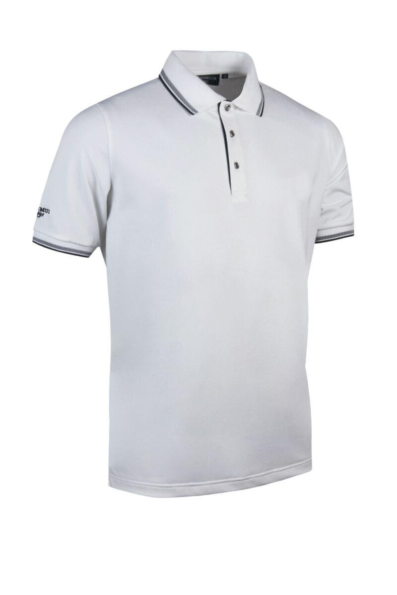 Mens Tipped Performance Pique Golf Polo Shirt White/Black M