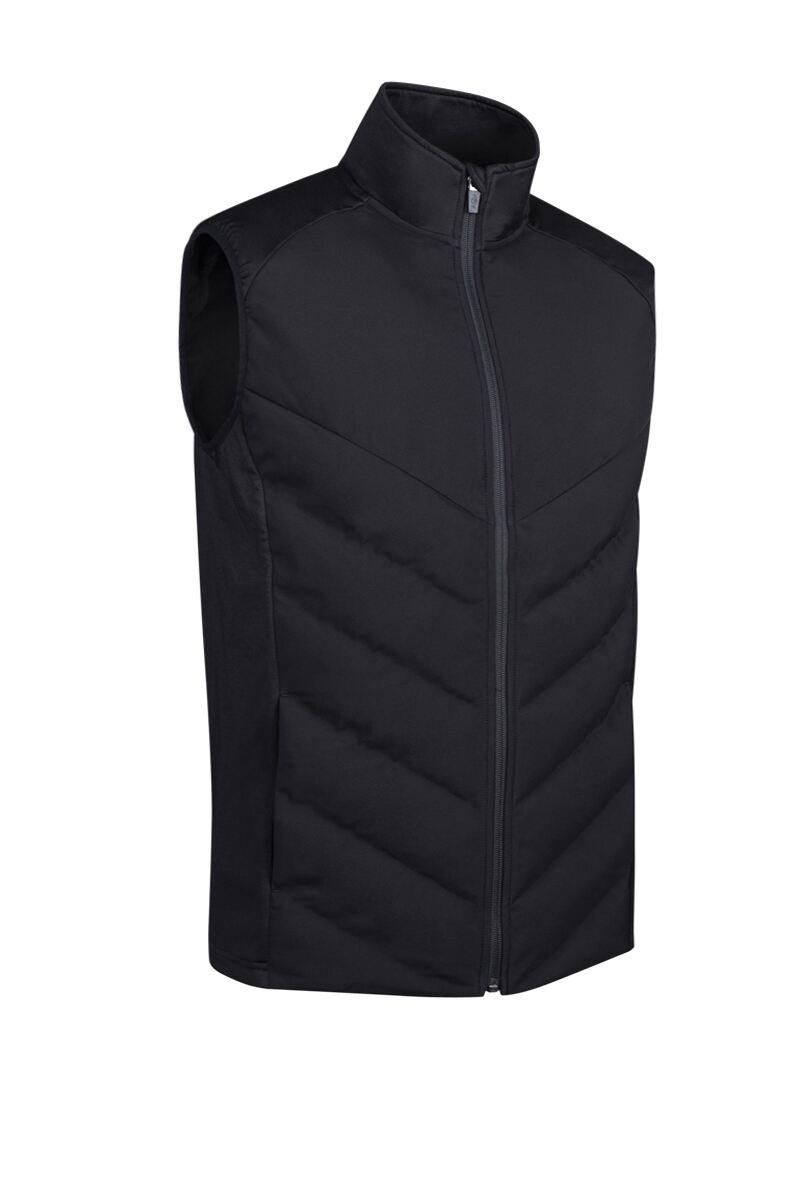 Mens Full Zip Bonded Chevron Padded Performance Golf Gilet Black S