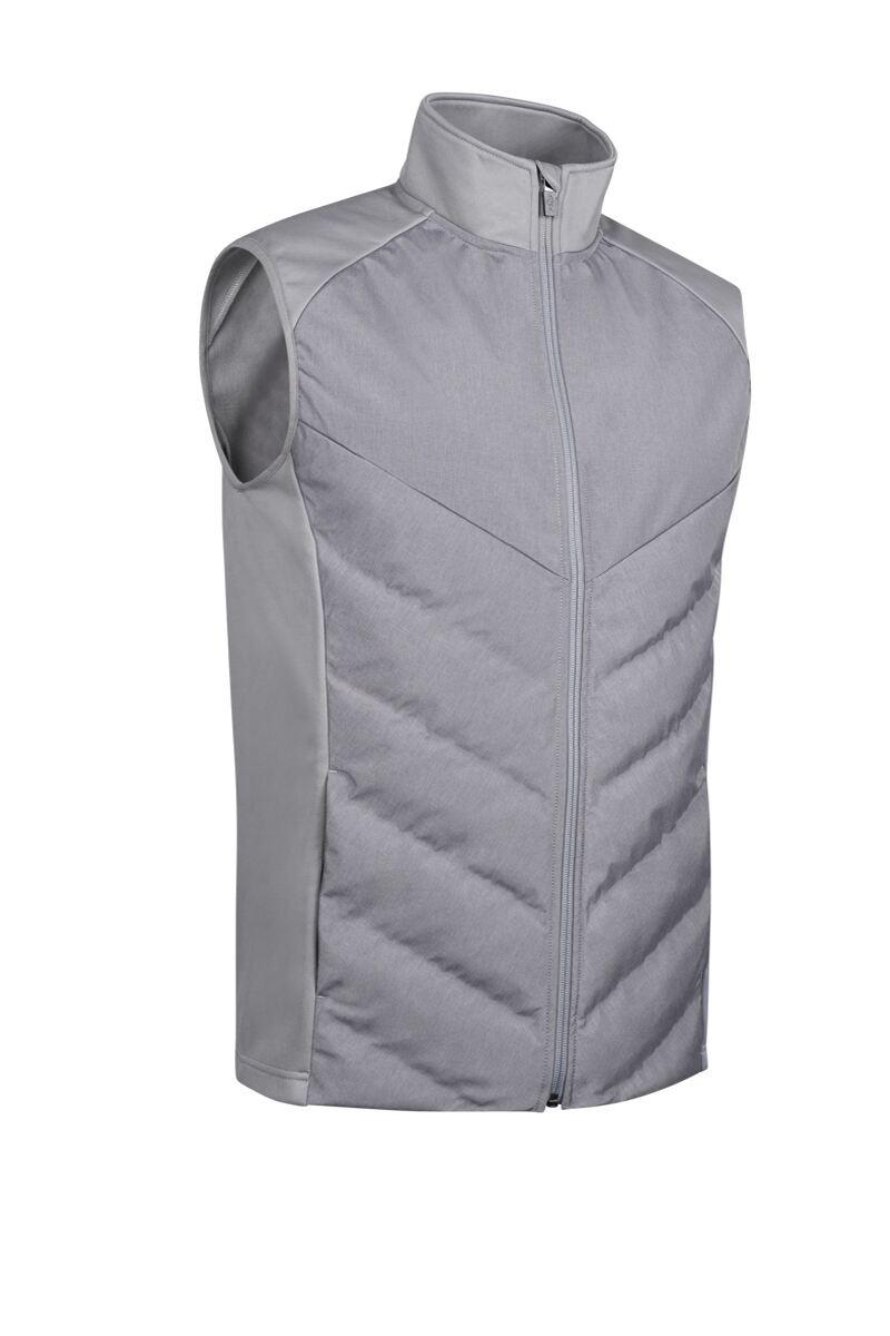 Mens Full Zip Bonded Chevron Padded Performance Golf Gilet Mid Grey Marl S