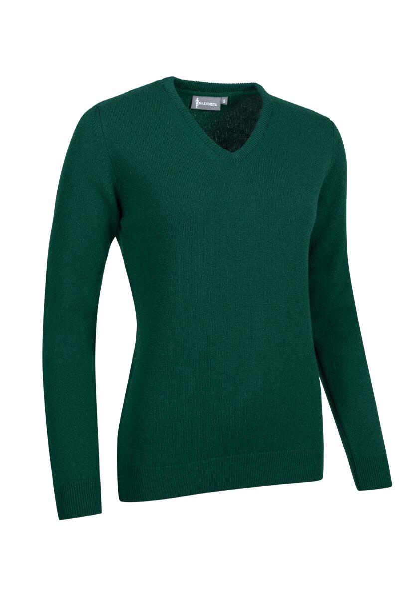 Ladies V Neck Lambswool Golf Sweater Bottle S