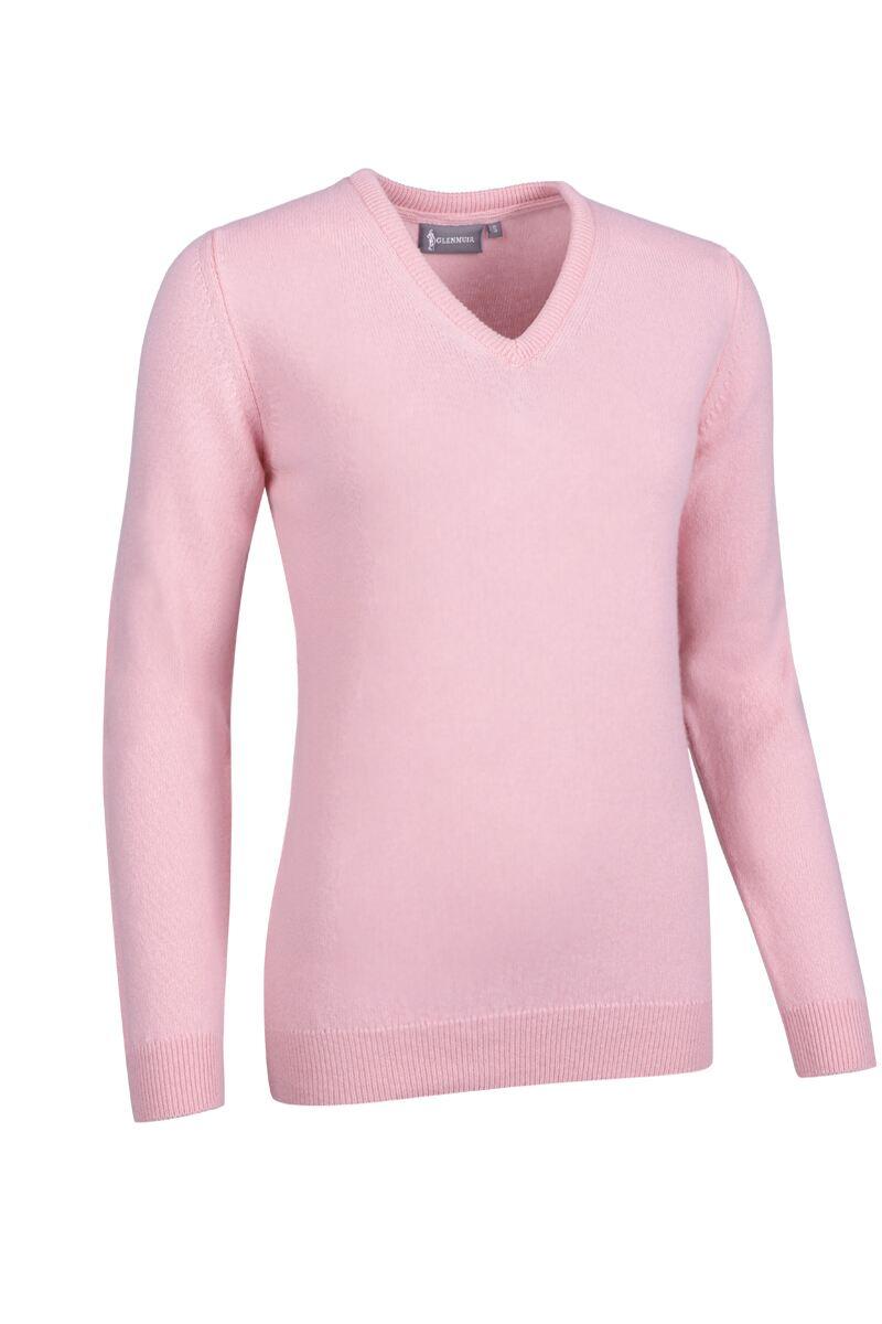 Ladies V Neck Lambswool Golf Sweater Candy XXL