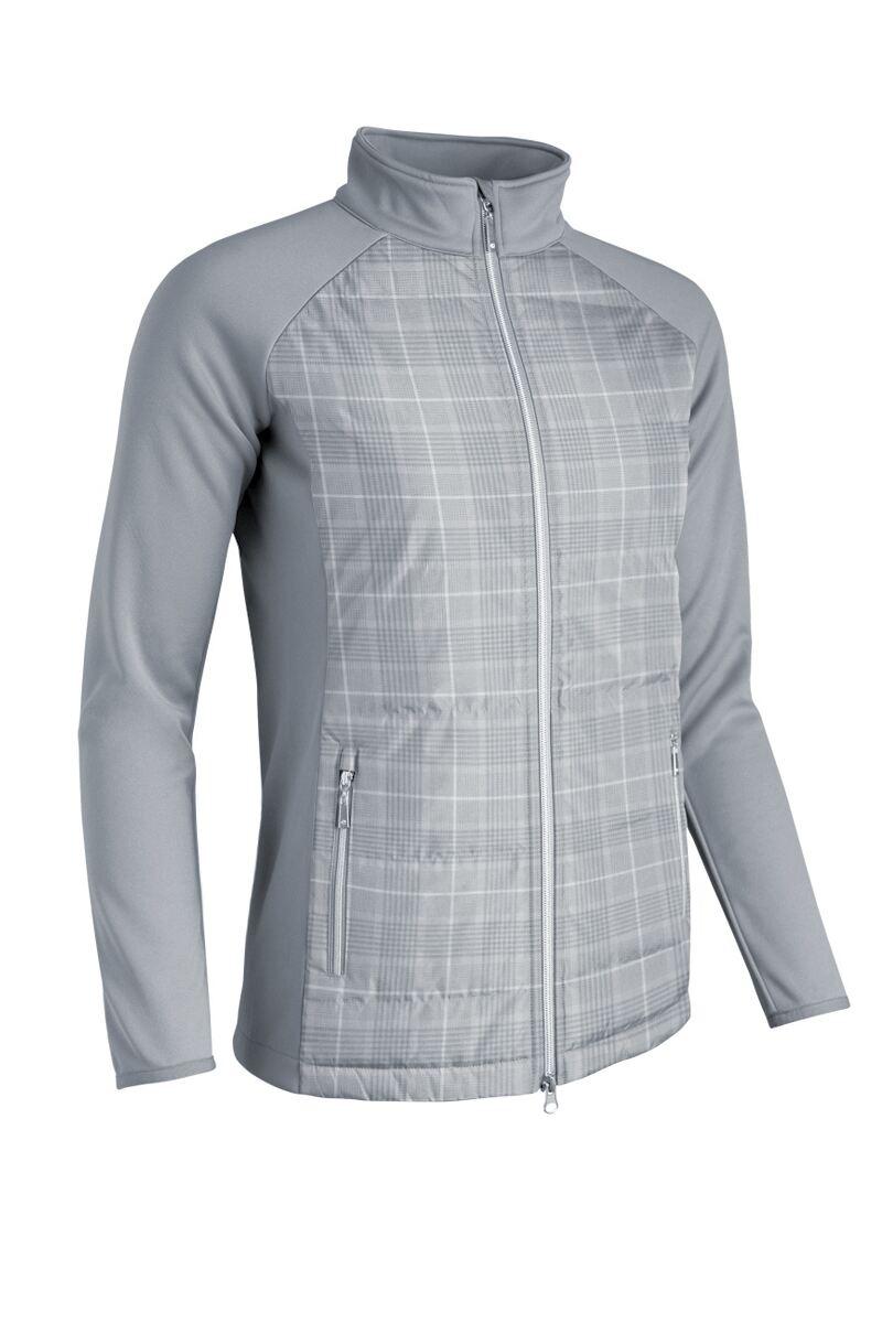 Ladies Zip Front Bonded Padded Hybrid Down Golf Jacket Light Grey/WhiteCheck S