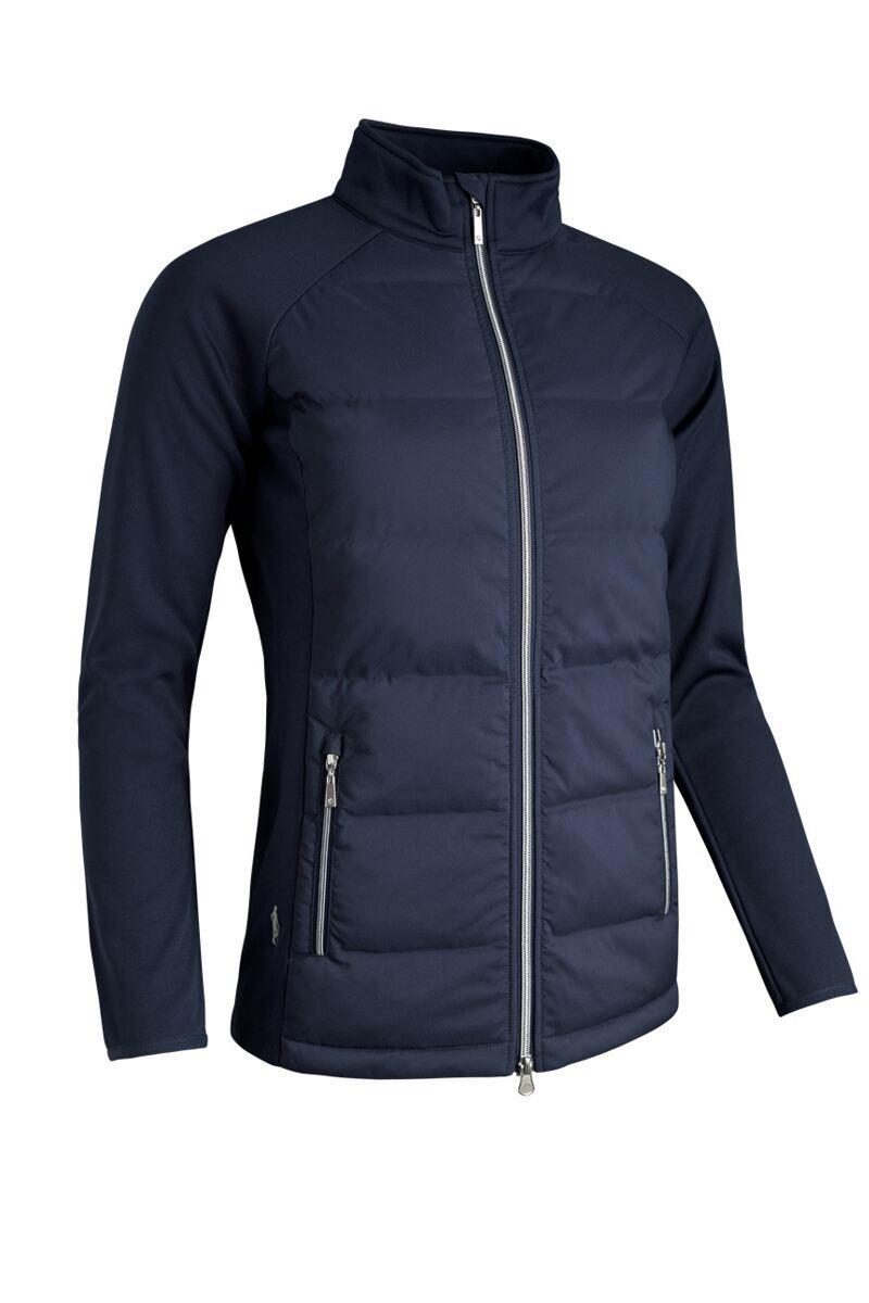 Ladies Zip Front Bonded Padded Hybrid Down Golf Jacket Navy S