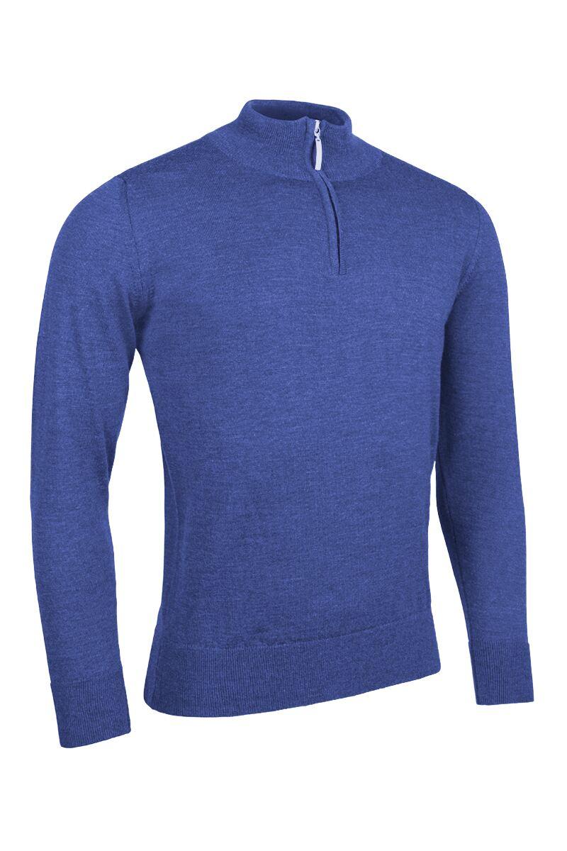 Mens Quarter Zip Water Repellent Lightweight Lined Merino Blend Golf Sweater Tahiti Marl M