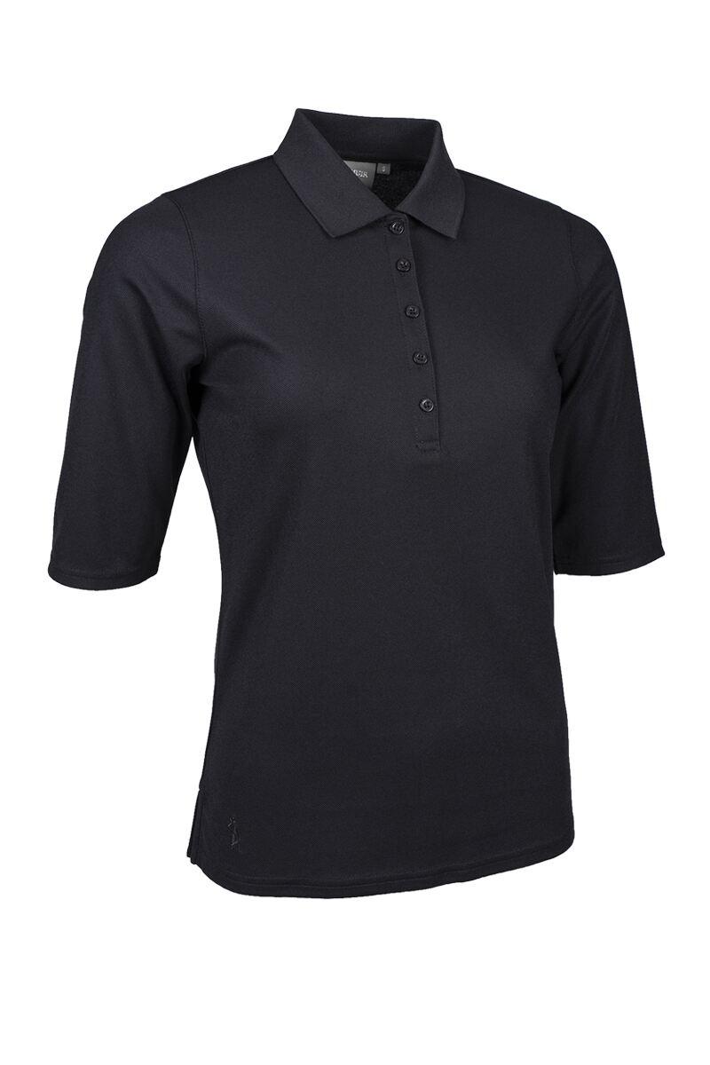 Ladies Mid Sleeve Performance Pique Golf Polo Shirt Black L