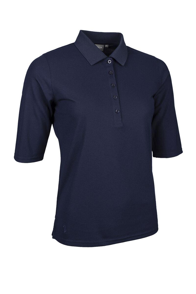 Ladies Mid Sleeve Performance Pique Golf Polo Shirt Navy L