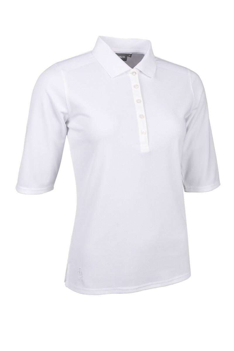 Ladies Mid Sleeve Performance Pique Golf Polo Shirt White L