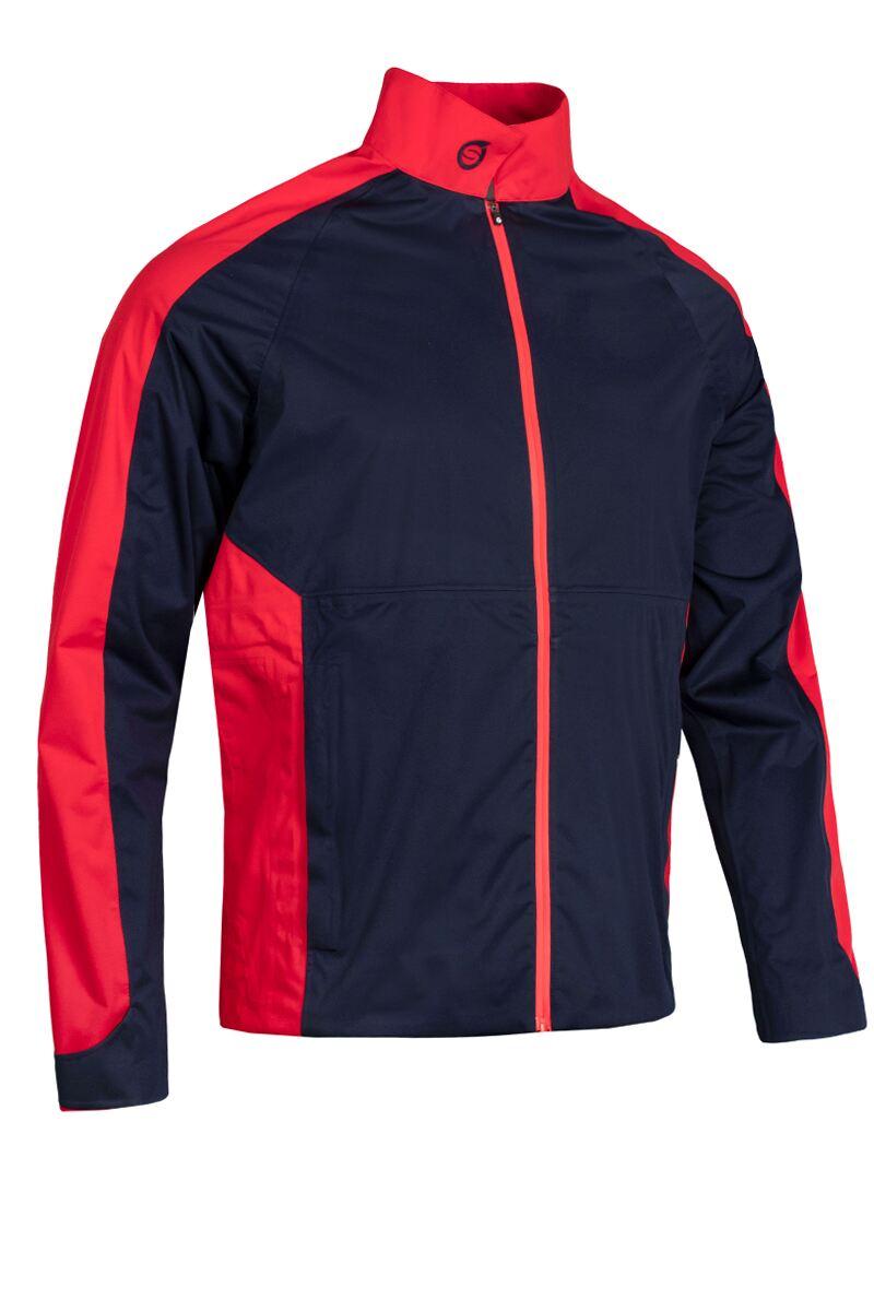 Mens Seve Lightweight Waterproof Golf Jacket Navy/Red XL