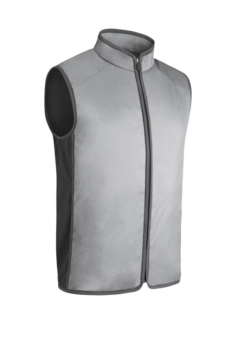 Mens Zip Front Rib Padded Golf Gilet Light Grey/Charcoal L