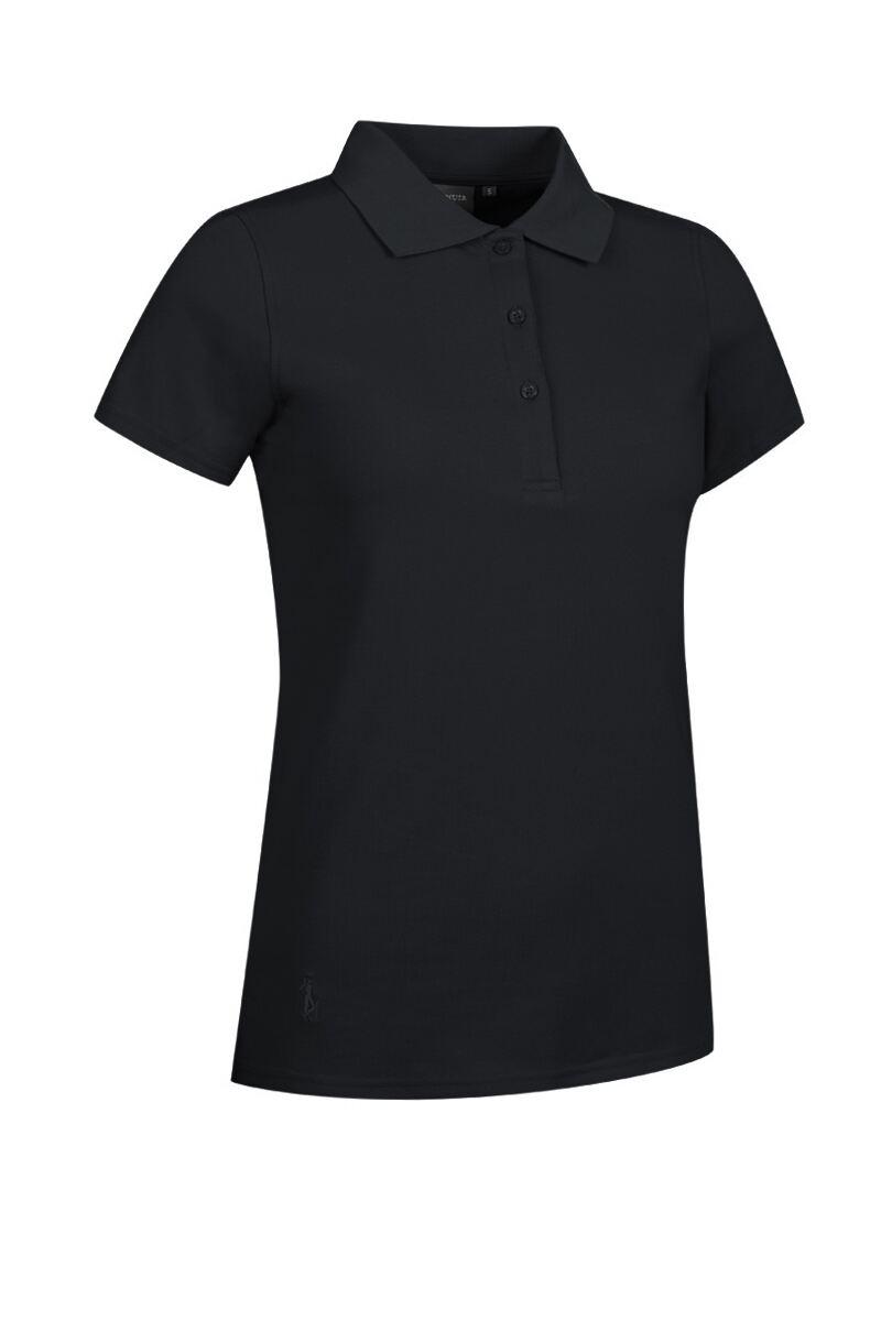 Ladies Cotton Pique Golf Polo Shirt Black XXL