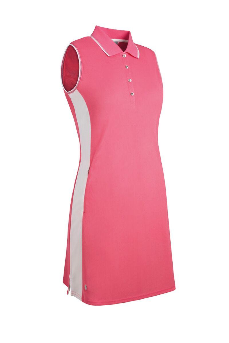 Ladies Lurex Tipped Performance Pique Golf Dress with Undershorts Sorbet S