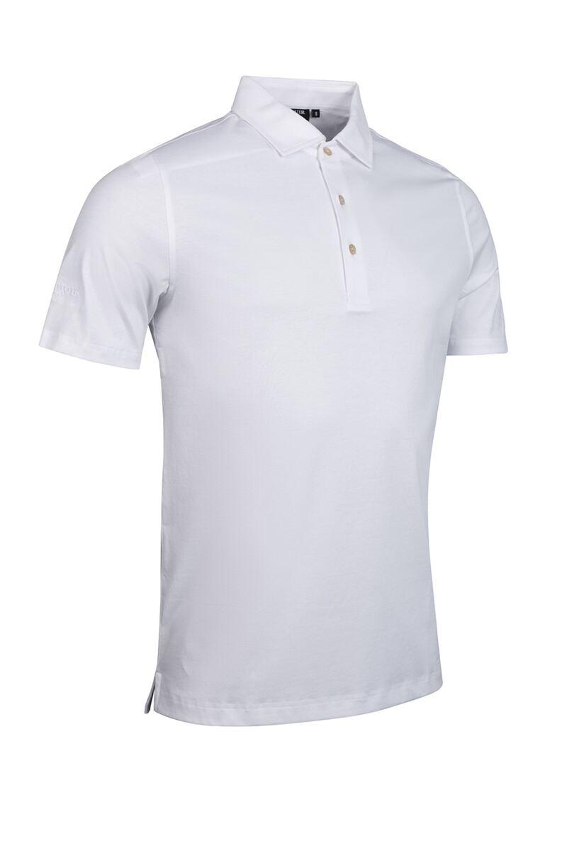 Mens Plain Tailored Collar Mercerised Cotton Golf Shirt White XXL