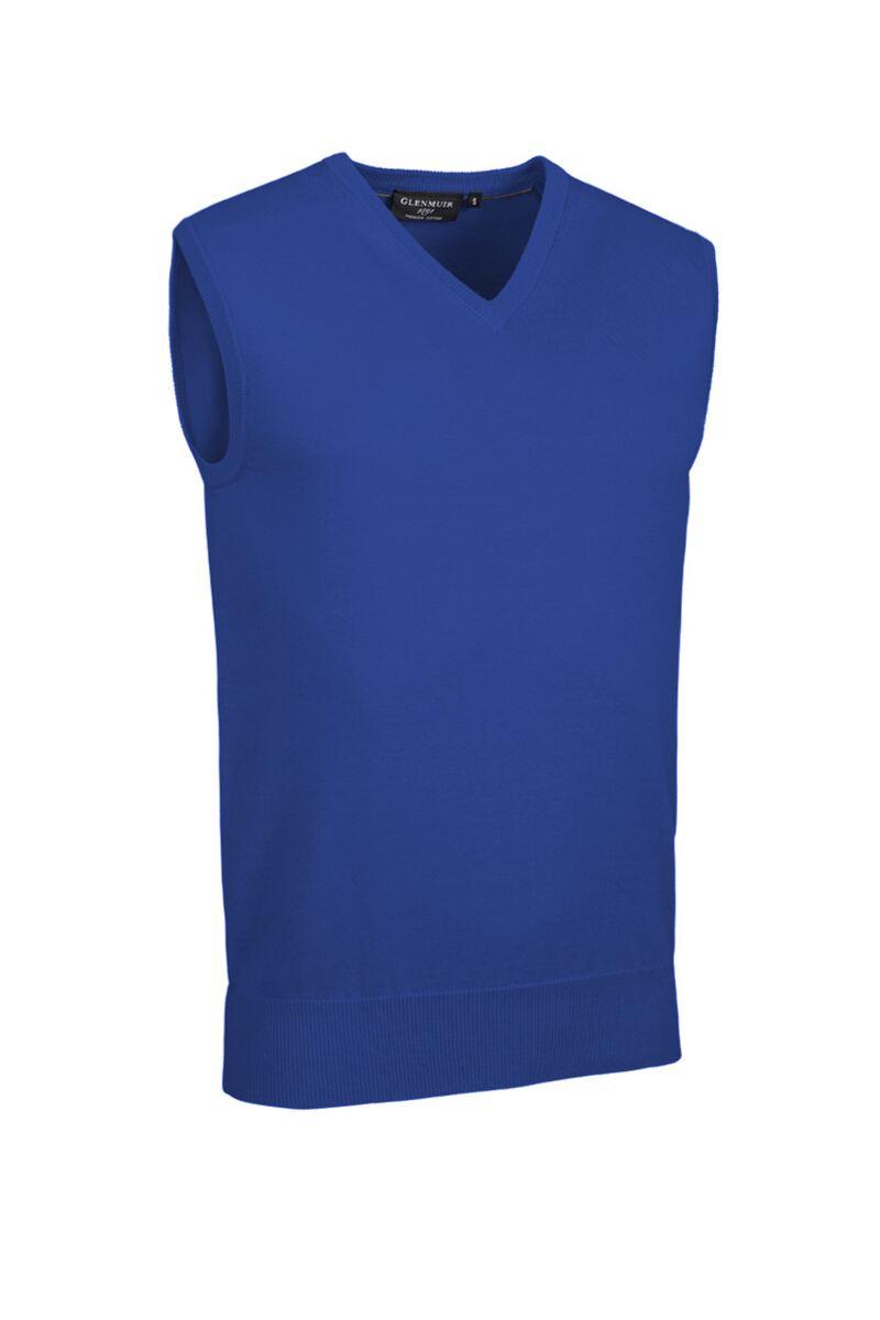 Mens V Neck Cotton Golf Slipover Ascot Blue L