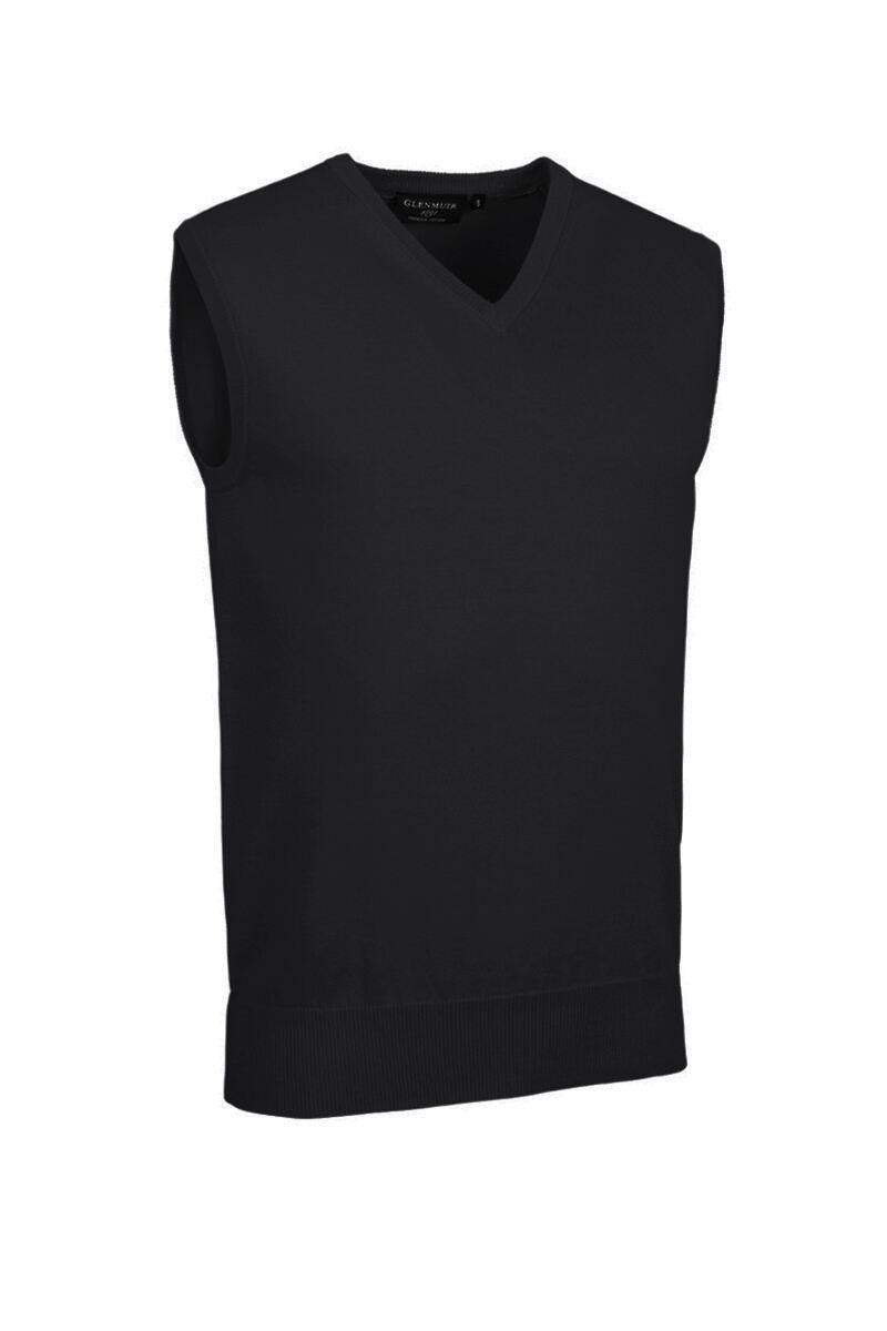 Mens V Neck Cotton Golf Slipover Black S