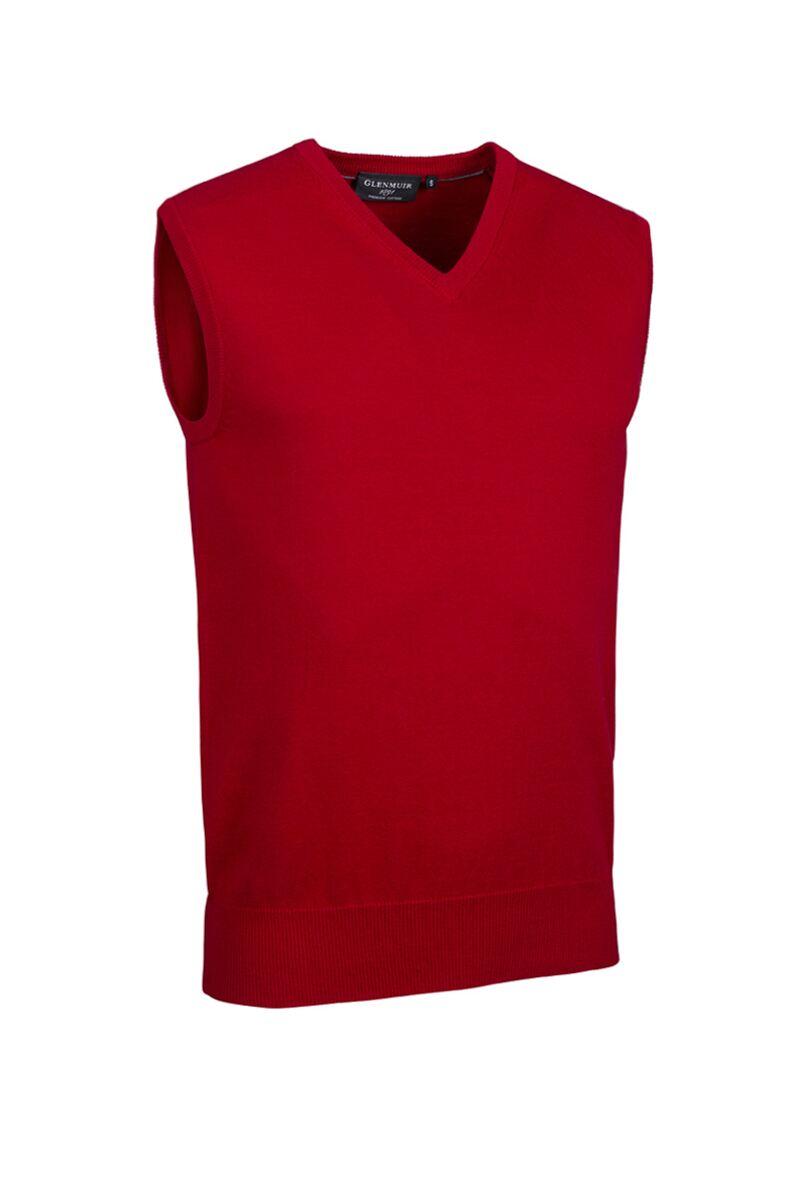 Mens V Neck Cotton Golf Slipover Garnet S