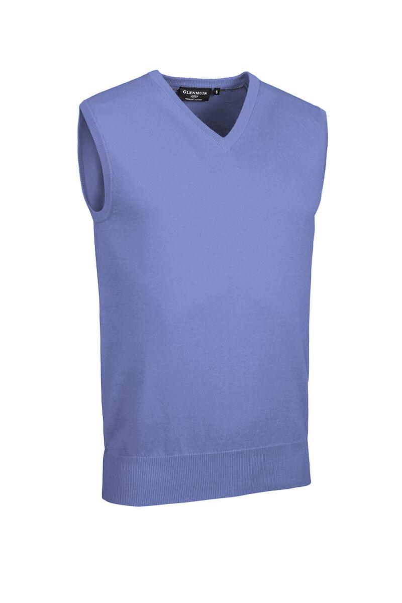 Mens V Neck Cotton Golf Slipover Light Blue M