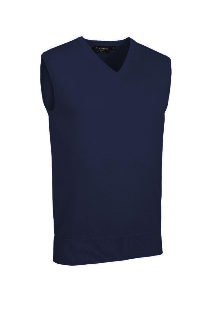 Mens V Neck Cotton Golf Slipover Navy L