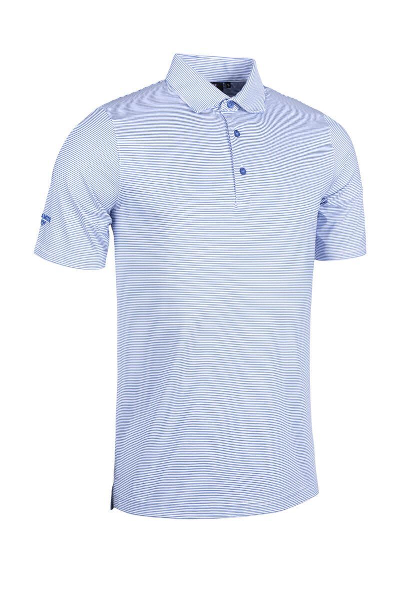 Mens Micro Stripe Performance Golf Polo Shirt White/Tahiti XL