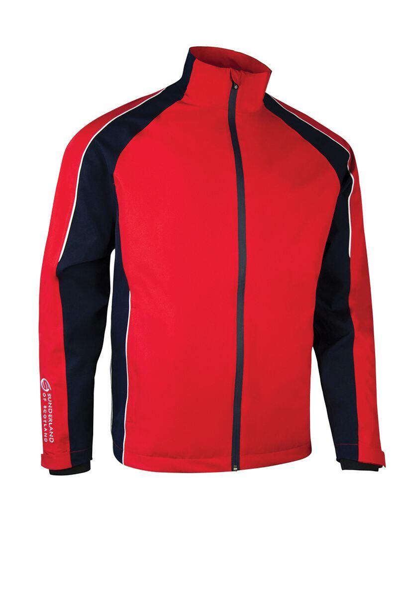 Mens Raglan Panelled Waterproof Golf Jacket Sale Red/Navy/White S