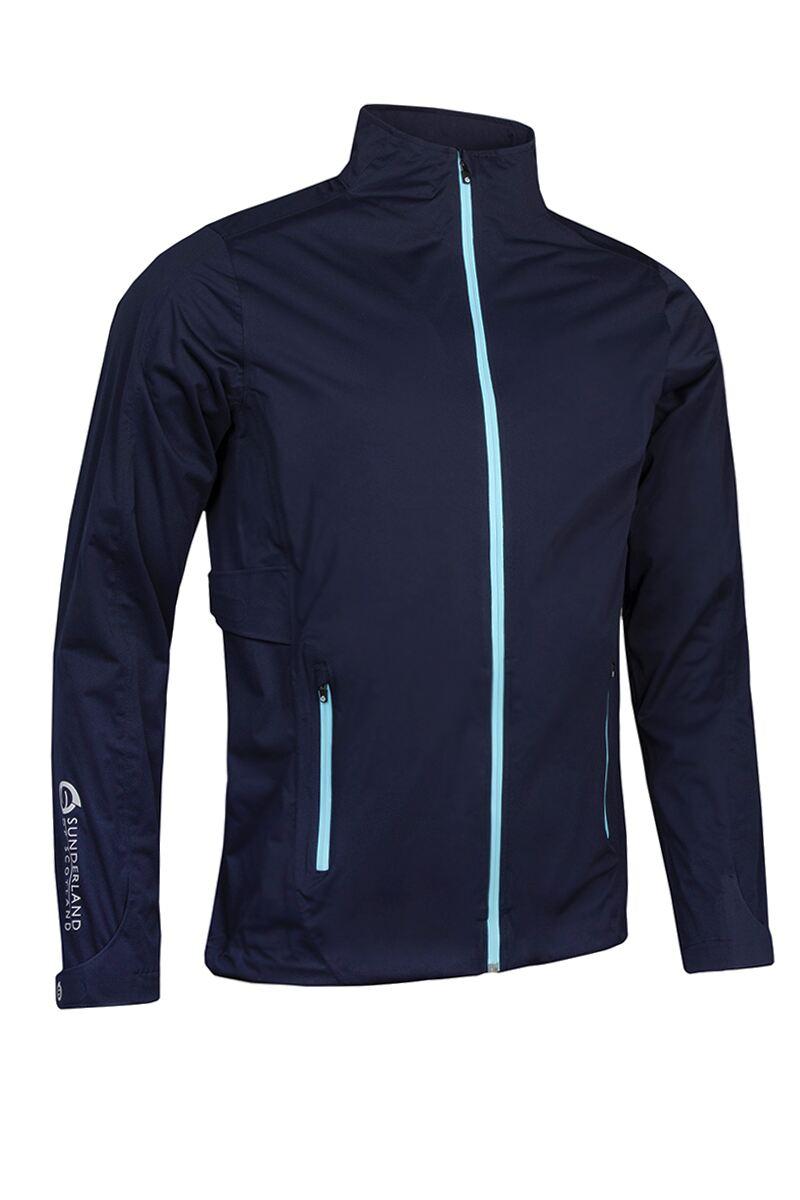 Mens Whisperdry Lightweight Waterproof Golf Jacket Navy/Aqua L