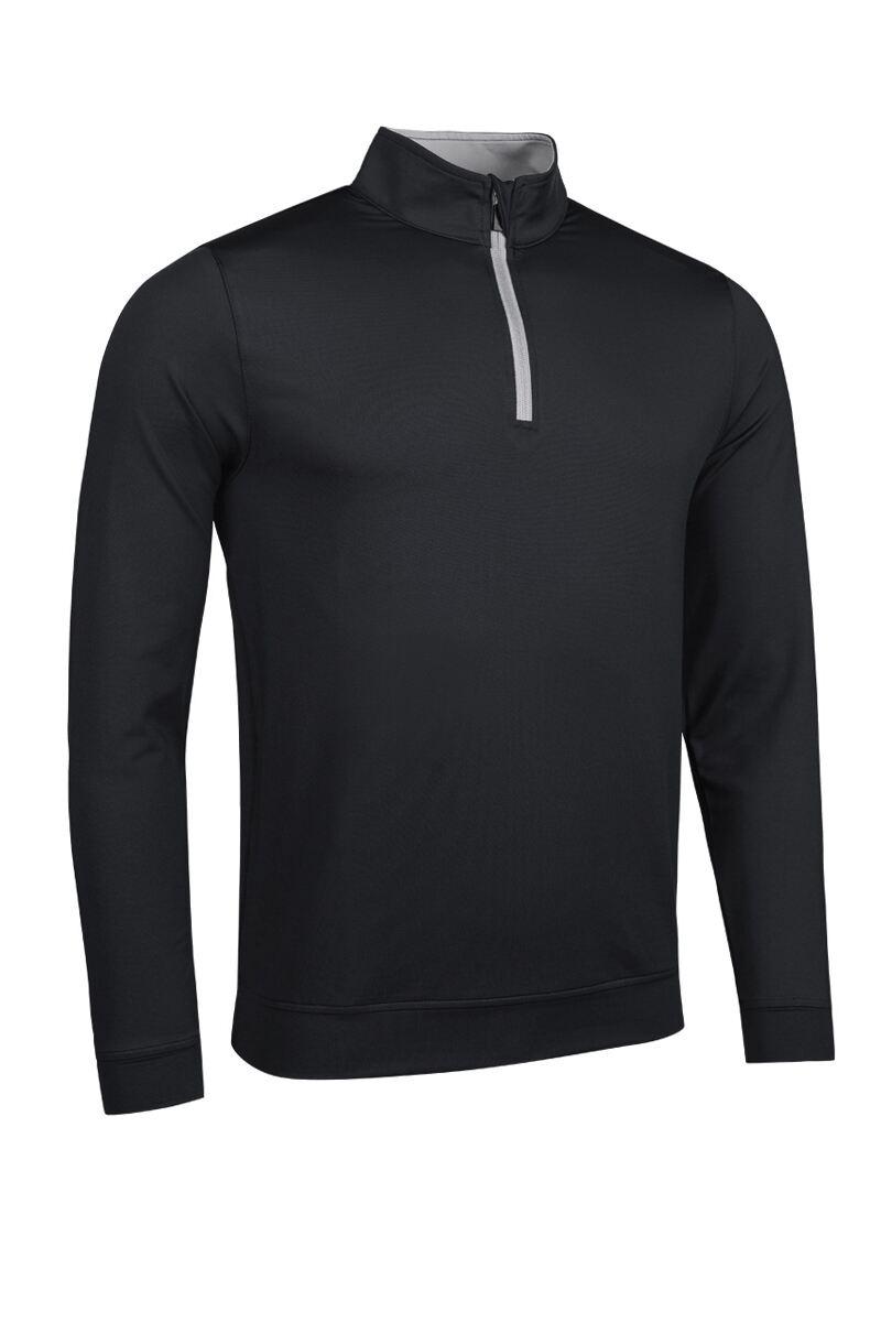 Mens Quarter Zip Lightweight Performance Golf Midlayer Black/Light Grey XXL